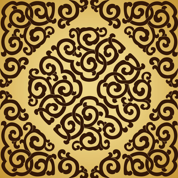 Brown ornament gold background.