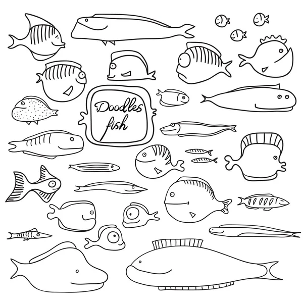 Peixes de rabiscos. Desenho vetorial . — Vetor de Stock