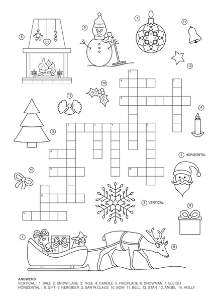 Σταυρόλεξο Αυτό Παιχνίδι Σταυρόλεξο Θέμα Χριστούγεννα Είναι Για Παιδιά Παιχνίδι — Διανυσματικό Αρχείο