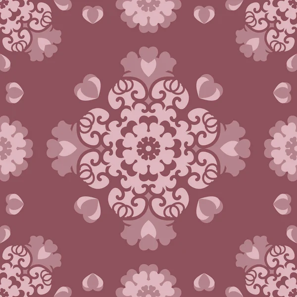 Kusursuz desenli gül ağacı rengi ve Pastel Pembesi. Güzel kalpler. Vektör.