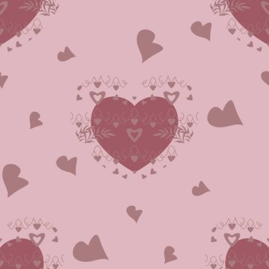 Kalpli ve yapraklı kusursuz desen. Açık pembe renk. Vektör.