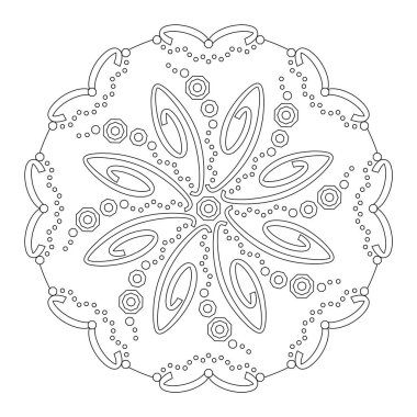 Mandala boyama sayfası. Spiral ile soyut bir arkaplan. Sanat Terapisi. Stres önleyici. Vektör illüstrasyonu siyah ve beyaz.