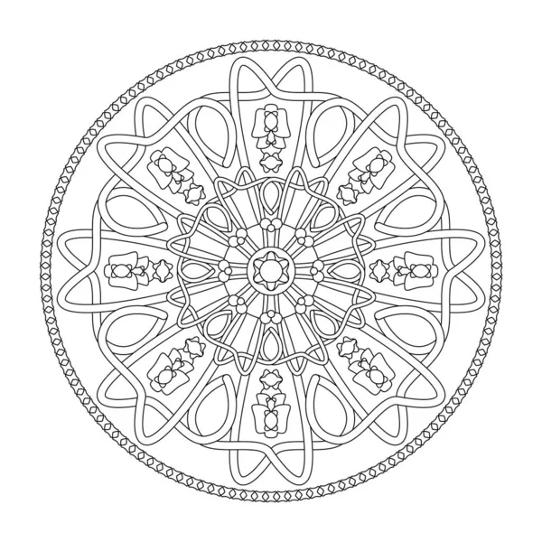 Mandala Página Para Colorir Entrelaçado Abstrato Art Therapy Stress Ilustração — Vetor de Stock