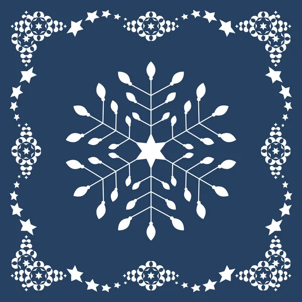 Padrão Tema Natal Floco Neve Friso Com Estrelas Cores Azul — Vetor de Stock