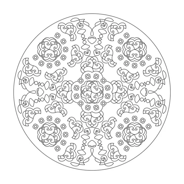 Mandala Vagyok Szívek Virágok Stresszoldó Oldal Művészeti Terápia Vektor Illusztráció — Stock Vector