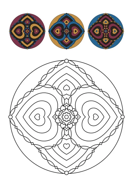 Mandala Für Kinder Mit Herzformen Vektorillustration — Stockvektor