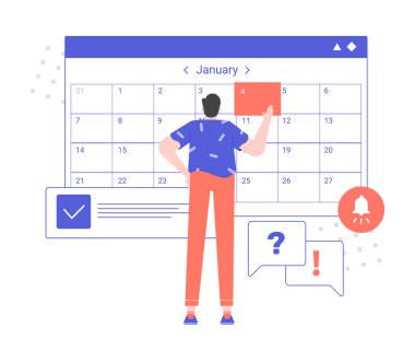 İnsan ve dev bir takvim. 