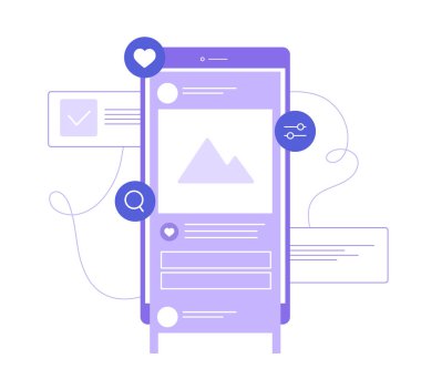 Akıllı telefon ekranı ve sosyal ağ haber kaynağı. 