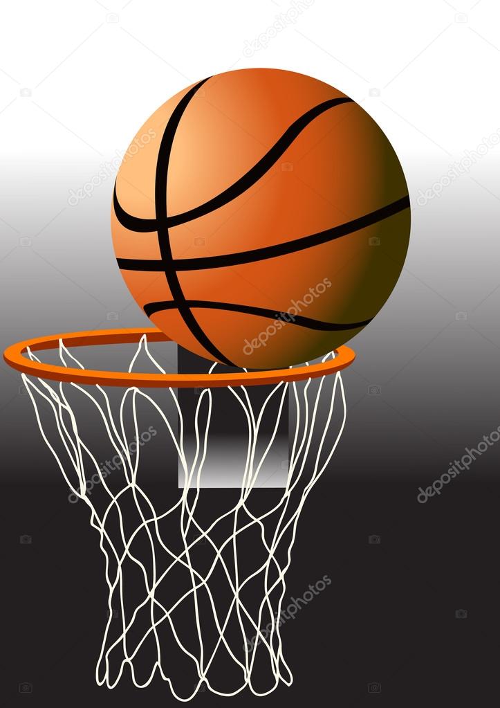 Basketball. The ball in the basket