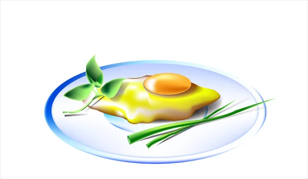 Egg on white plate — Stock Vector