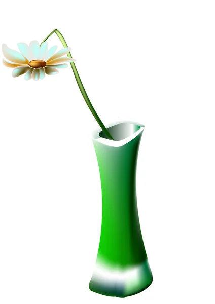 Daisy in een groene vaas — Stockvector