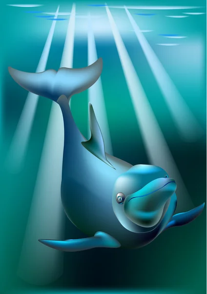 Delfin e raggi di sole — Vettoriale Stock