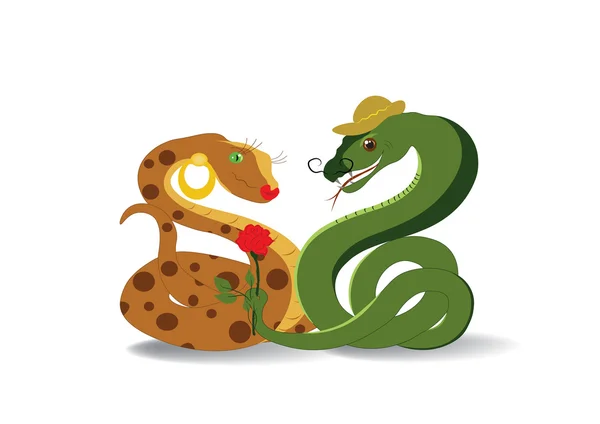 Snakes and flower — 图库矢量图片