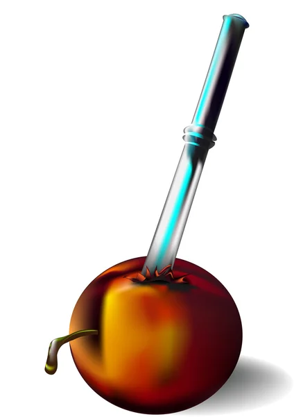 Nectarine and knife