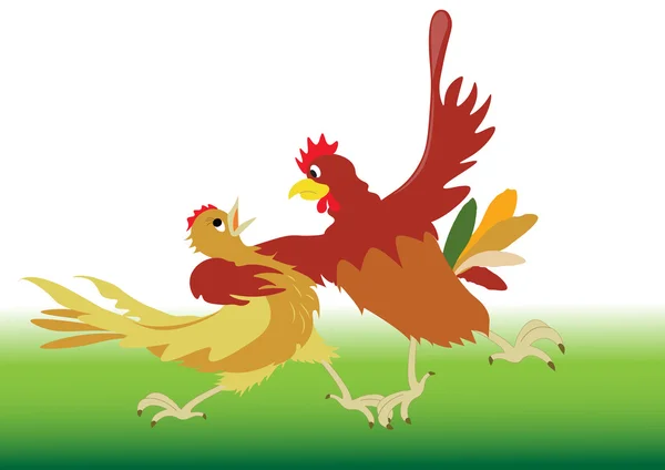 Danza eseguita dal gallo e dalla gallina — Vettoriale Stock