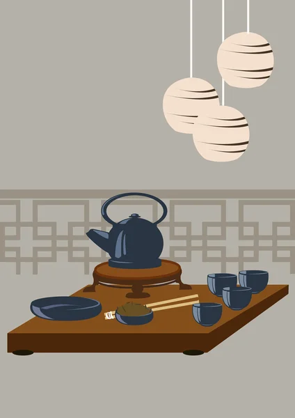 Set de té japonés — Vector de stock