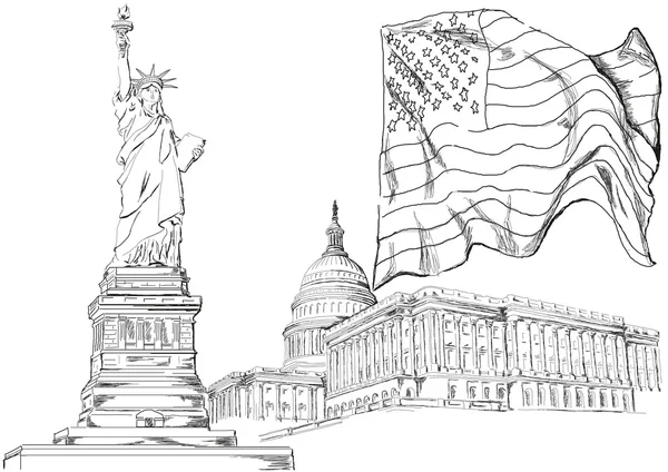 Les principaux symboles de l'Amérique — Image vectorielle