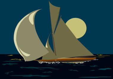 Arka plan ay üzerinde yelkenli