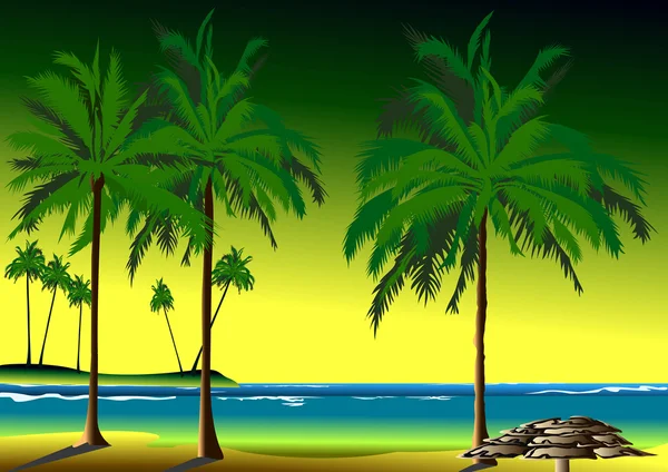 Plage tropicale, Île — Image vectorielle