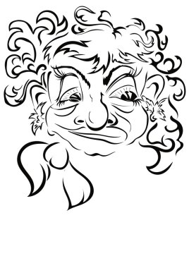 Karikatür. Orta yaşlı bir kadın