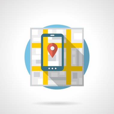 Mobile navigation detailed flat color vector icon