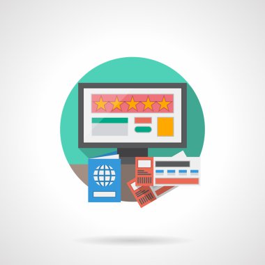 Online hotel detailed flat color vector icon