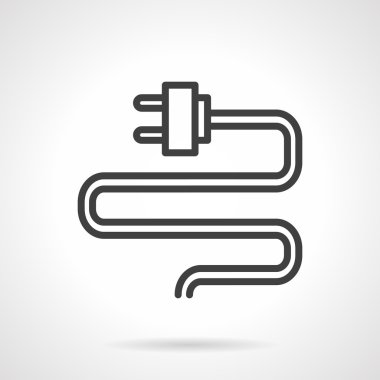 Wire with plug black line vector icon