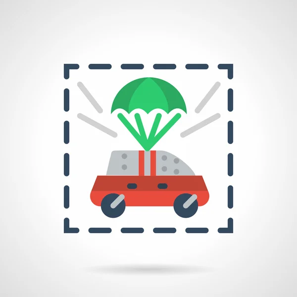 Insured car flat color design vector icon — Stock Vector