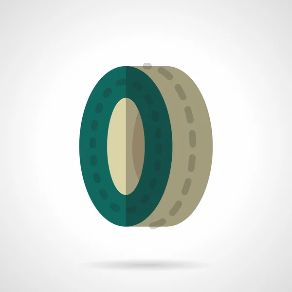 Green wheel flat color design vector icon — Stok Vektör