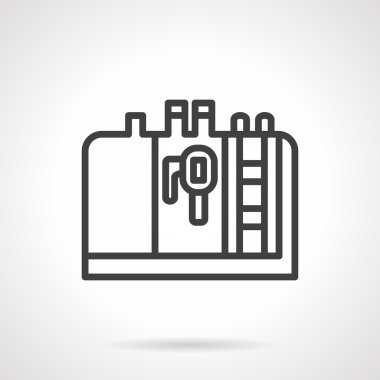 Kahve makinesi siyah çizgi tasarım vektör simgesi