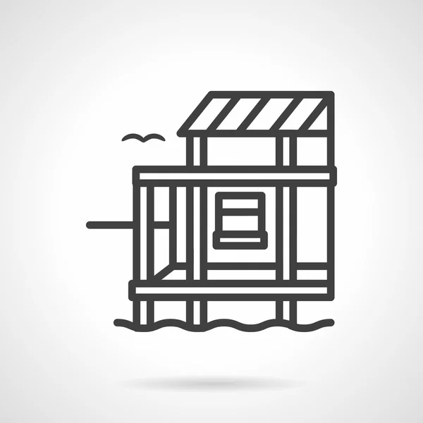 Riverside cottage linea nera design icona vettoriale — Vettoriale Stock