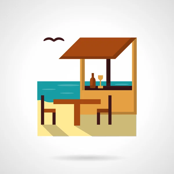 Sea cafe flat color design vector icon — Stock Vector