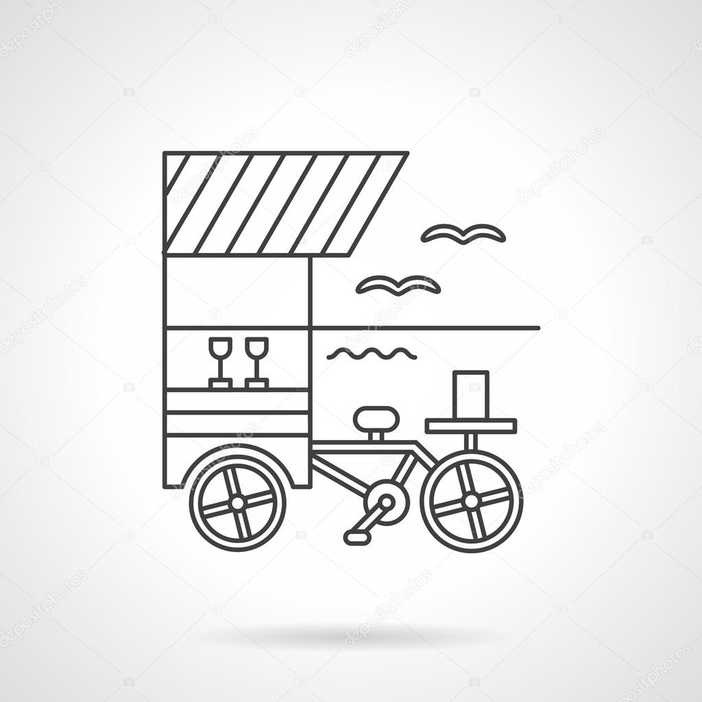 Beverages cart flat line design vector icon Stock Vector Image by