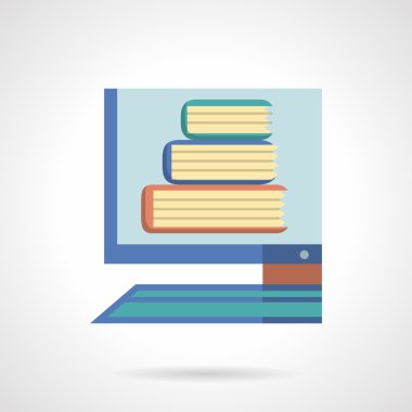 Online library flat color design vector icon