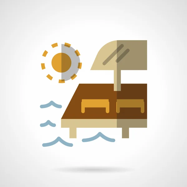 Beach relaxing flat color design vector icon — Stock Vector