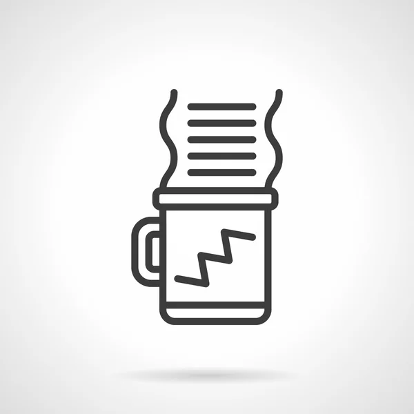 Koffie voor werk zwarte lijn ontwerp vector pictogram — Stockvector
