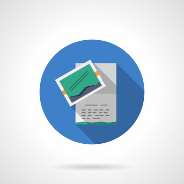 Seyahat fişi yuvarlak düz renk vektör simgesi