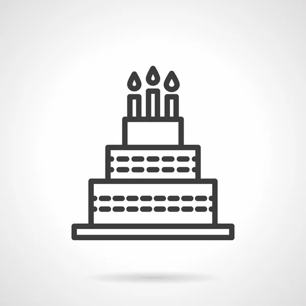 Gâteau avec des bougies icône vectorielle design ligne noire — Image vectorielle