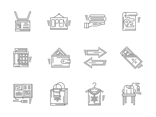 Linear vector icons for commission shop — Stock Vector