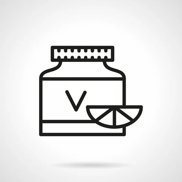 Vitamins jar black line vector icon — Stock Vector