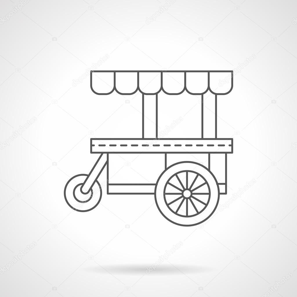 Cakes trolley flat thin line vector icon