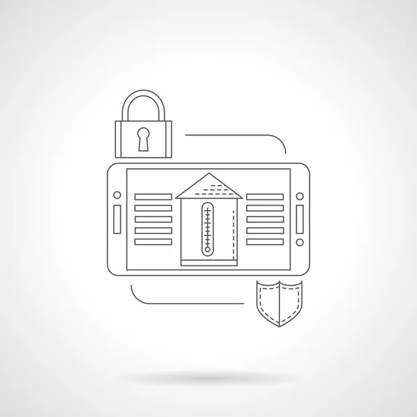 Home système de sécurité détail ligne plate vecteur icône — Image vectorielle