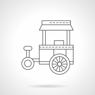 Tekerlekler üzerinde düz ince çizgi vektör simgesi üzerinde mağaza