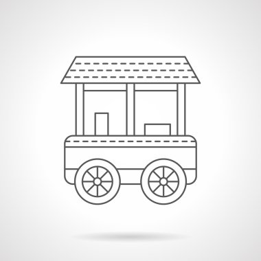 Wheel bagel cart flat thin line vector icon