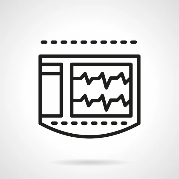 ECG monitor linea nera icona vettoriale — Vettoriale Stock