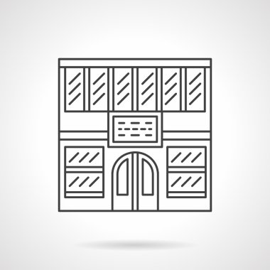Kütüphane cephesi düz çizgi vektör simgesi