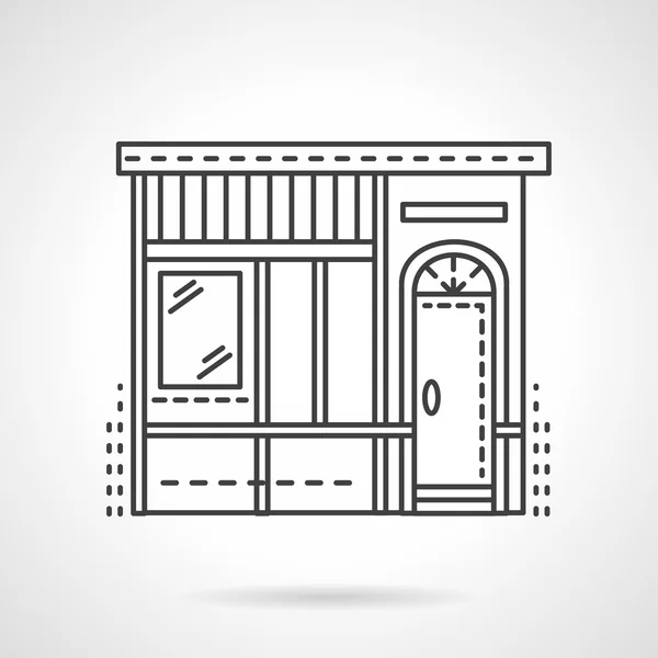 Tienda panadería fachada línea plana vector icono — Archivo Imágenes Vectoriales