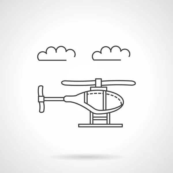 Helicopter in sky flat line vector icon — Stock Vector