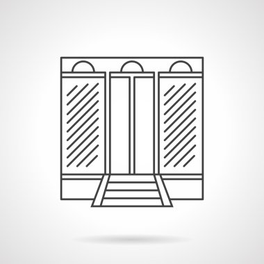 İş merkezi cephe düz çizgi vektör simgesi