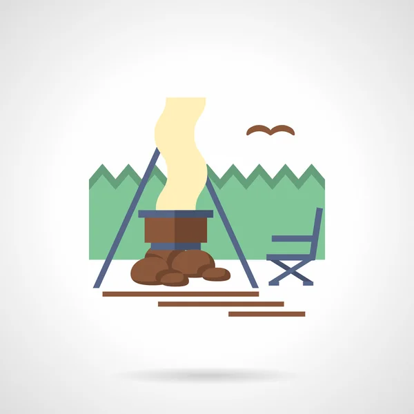 Camp forestier icône vectorielle de couleur plate — Image vectorielle